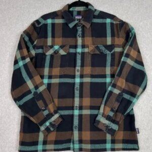 Patagonia Shirt Mens L Alpaca Brown Long Sleeved Fjord Flannel